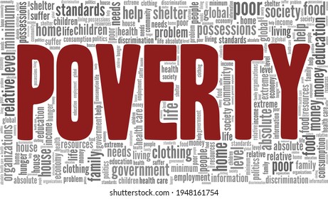 Poverty vector illustration word cloud isolated on a white background.