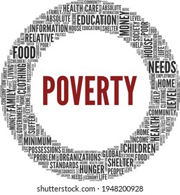 Poverty vector illustration word cloud isolated on a white background.