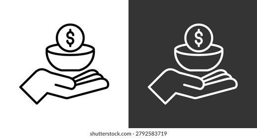 Poverty White And Black Icon Set Collection Pack Vector Illustration