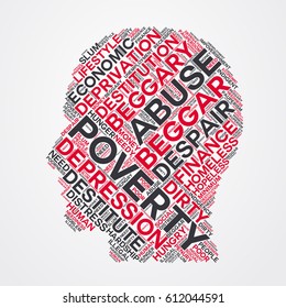 poverty word cloud head typography