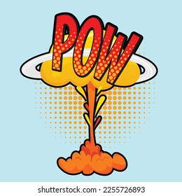 pow with blast isolated light blue comic text speech bubble