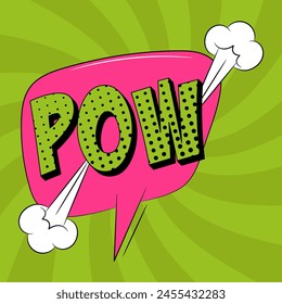 Pow cartoon explosions comical speech bubble in trendy pop art style. Bright cartoon message.