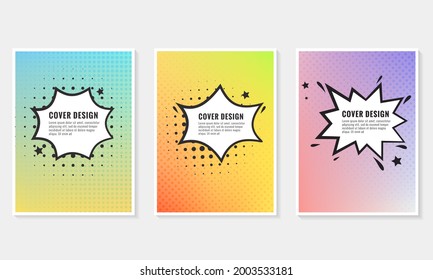 Pow, colorful speech bubble and explosions in pop art style. Elements of design comic books