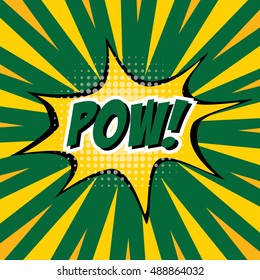 Pow!, colorful speech bubble and explosions in pop art style. Elements of design comic books.Vector illustration