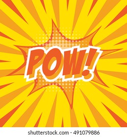 POW!, colorful speech bubble and explosions in pop art style. Elements of design comic books.Vector illustration