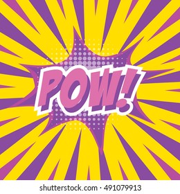 POW!, colorful speech bubble and explosions in pop art style. Elements of design comic books.Vector illustration