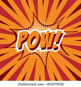 POW!, colorful speech bubble and explosions in pop art style. Elements of design comic books.Vector illustration