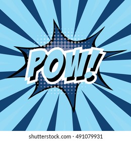 POW!, colorful speech bubble and explosions in pop art style. Elements of design comic books.Vector illustration
