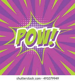 POW!, colorful speech bubble and explosions in pop art style. Elements of design comic books.Vector illustration