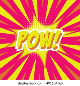 POW!, colorful speech bubble and explosions in pop art style. Elements of design comic books.Vector illustration