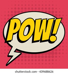 Pow comic book bubble text retro style