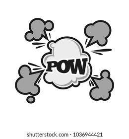 Pow comic bubble sound balst cloud vector cartoon flat text icon