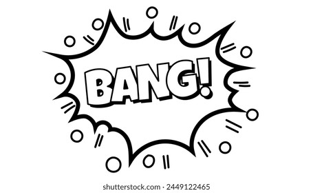 Pow comic bubble. Sound dialogue speech bubbles with word - Bang. Pop art expression in black and white color.