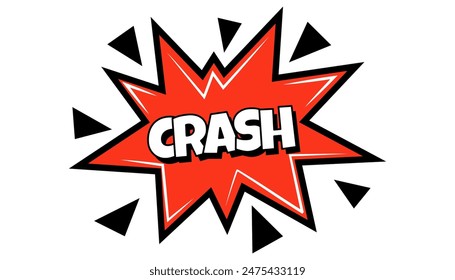 Pow comic bubble. Sound dialogue speech bubbles with word Crash. Pop art expression in bright color and black outline.