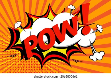 POW Comic Explosivschrift Vektor Cartoon-Illustration in Retro-Pop-Art-Stil auf halbem Hintergrund