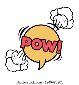 pow comic words in speech bubble isolated icon