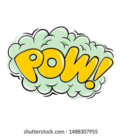 ¡POW! explosivo estilo cómico letras de doodle de superhéroes. Diseño de diseño moderno ilustración vectorial para niños. Diseño de impresión de moda para el pin adhesivo para parche de insignia de color para ropa de pantalones t.
