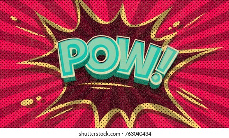 Pow! Pop art cloud bubble. Trend speech bubble. Trendy Colorful retro vintage illustration background in pop art retro comic style. Social media bubble. Easy editable for Your design.