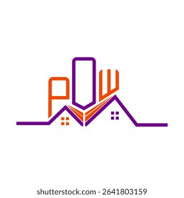 POW Real State logo design, POW simple and modern logo. POW luxurious alphabet design  