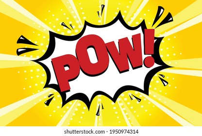 pow red comic style  yellow burst background