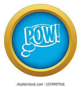 Pow, speech bubble icon blue vector isolated on white background for any design