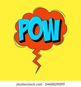 Pow speech bubble in trendy retro style. Onomatopoeic expressions.