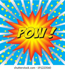 Pow wording in comic bubble in pop art style 