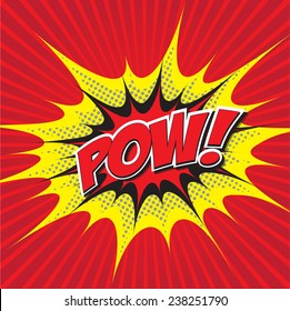 POW! Wording Sound Effect Set Design For Comic Background, Comic Strip