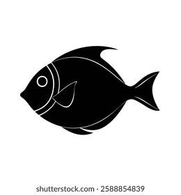 Powder Blue Tang Silhouette Vector Art Illustration and Powder Blue Tang Black Color Fish Design