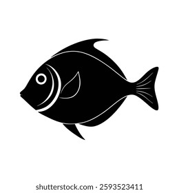 Powder Blue Tang Silhouette Vector Art Illustration and Powder Blue Tang Black Color Fish Design