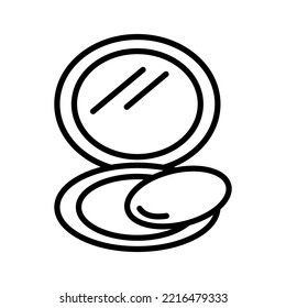 Powder box icon. Open make up powder puff box. Face cosmetic makeup. Pictogram isolated on a white background.