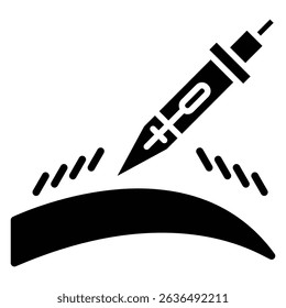 powder brows icon Flat outline fill black and white