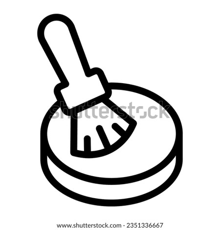 Powder and brush line icon, makeup routine concept, powder for face sign on white background, Makeup brush and compact powder icon in style for web design. Vector graphics.