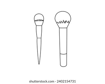 icono de contorno de pincel de polvo. diseño web de concepto móvil de icono de estilo vectorial. Iconos de belleza y cuidado de la piel. ilustración del vector de pincel de maquillaje. icono vector para el diseño web aislado en fondo blanco.