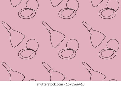 Powder and brush seamless pattern on pink background. Fashion, beauty, make up design concept.