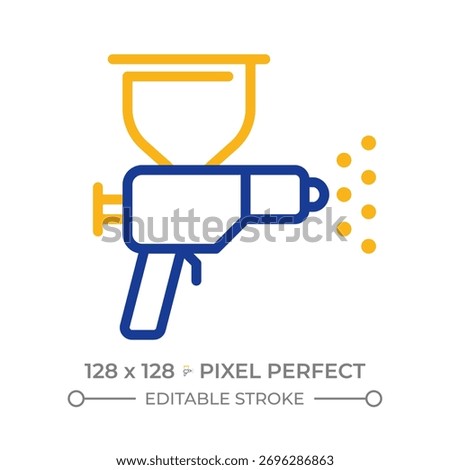Powder coating two color line icon. Engineering, fabrication. Instrument, equipment. Paint technology bicolor outline symbol. Duotone linear pictogram. Isolated illustration. Editable stroke