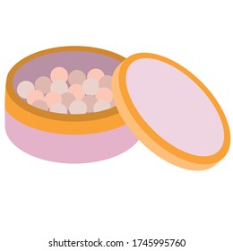 powder, cosmetics, flat, isolated object on a white background, vector illustration,