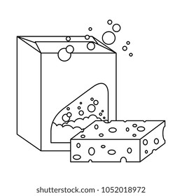 powder detergent box product with sponge