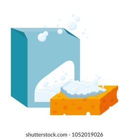 powder detergent box product with sponge