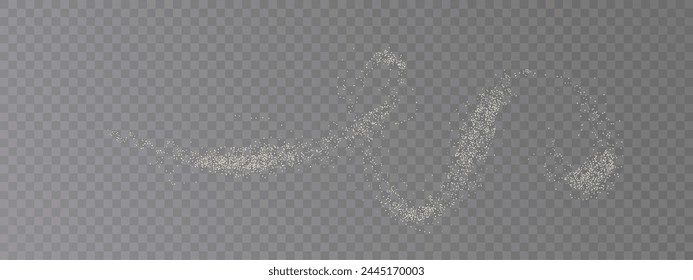 Efecto polvo en polvo. Navidades Fondo de partículas de polvo brillantes en movimiento caótico aislado sobre fondo transparente. Ilustración editable de Vector