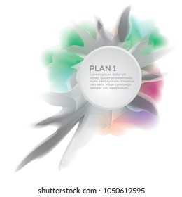 Powder and flowers explosion with white circle for text. Abstract vector art illustration. Good for spring sale label or batch.
