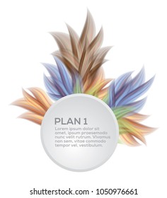 Powder and flowers explosion with white circle for text. Abstract vector art illustration. Good for spring sale label or batch.