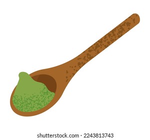 powder green tea in spoon icon isolated