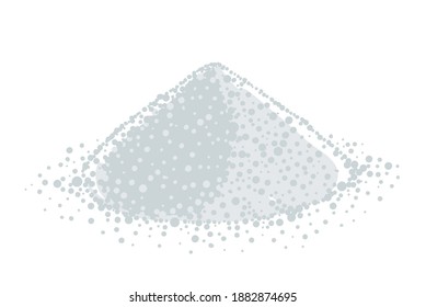 Powder heap. Gray and white. Powdered milk or sugar. Pile portion. Vector illustration. On white background.