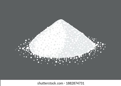 Powder heap. Gray and white. Powdered milk or sugar. Pile portion. Vector illustration.