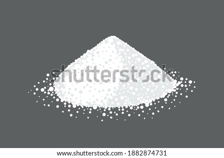 Powder heap. Gray and white. Powdered milk or sugar. Pile portion. Vector illustration.