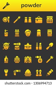 powder icon set. 26 filled powder icons.  Simple modern icons about  - Make up, Makeup, Salt, Cosmetics, Eye shadow, Powder, Condiments, Perfume, Scoop, Detergent, Falling debris