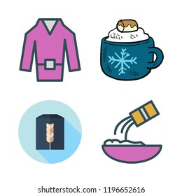 powder icon set. vector set about chocolate, coat, flour and wheat flour icons set.