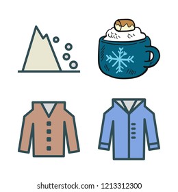 powder icon set. vector set about coat, falling debris and chocolate icons set.