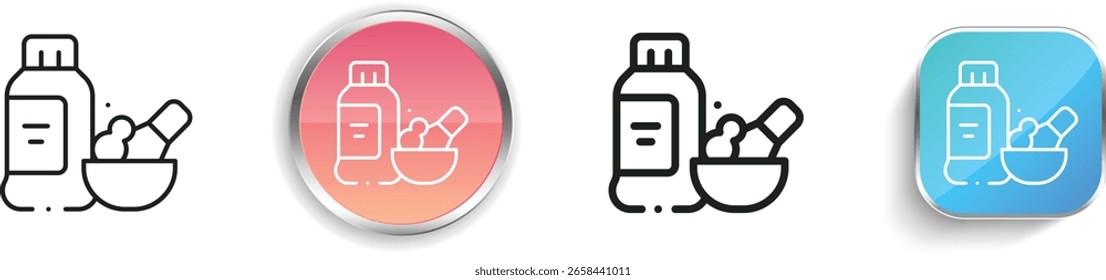 Pudersymbol. Design mit dünnen Linien, regelmäßigen Linien und Schaltflächen einzeln auf weißem Hintergrund